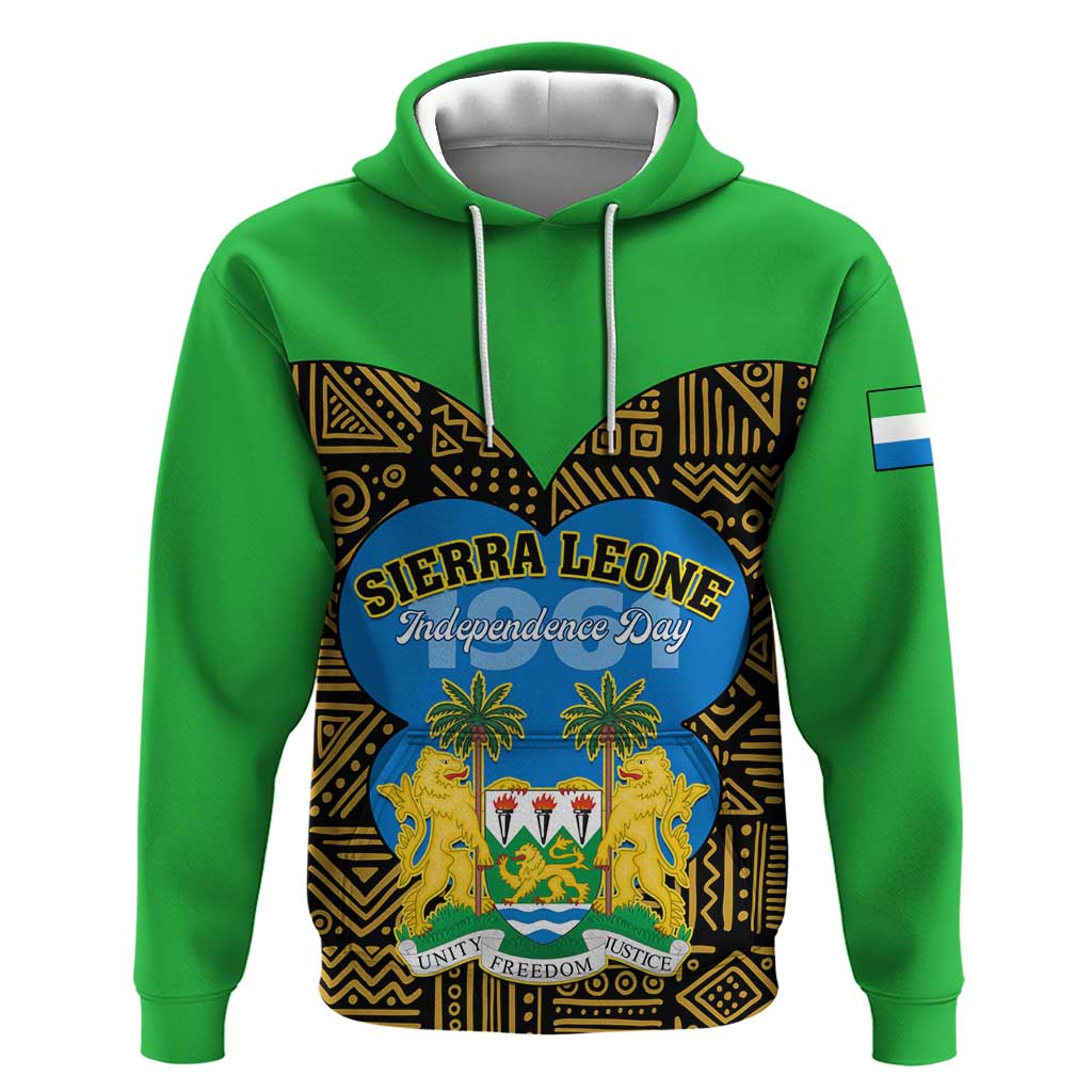 Sierra Leone Independence Day 2024 Hoodie Happy 63rd Anniversary African Pattern