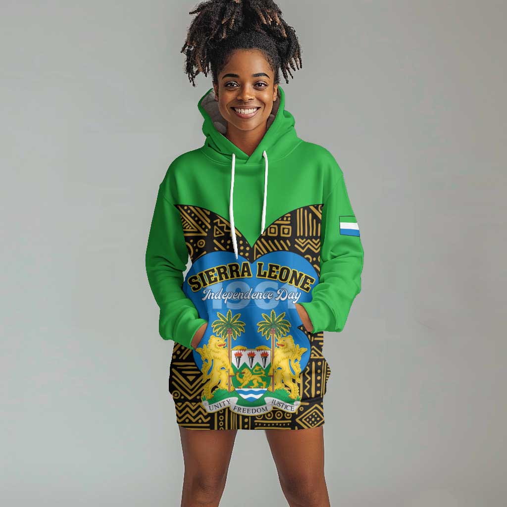 Sierra Leone Independence Day 2024 Hoodie Dress Happy 63rd Anniversary African Pattern