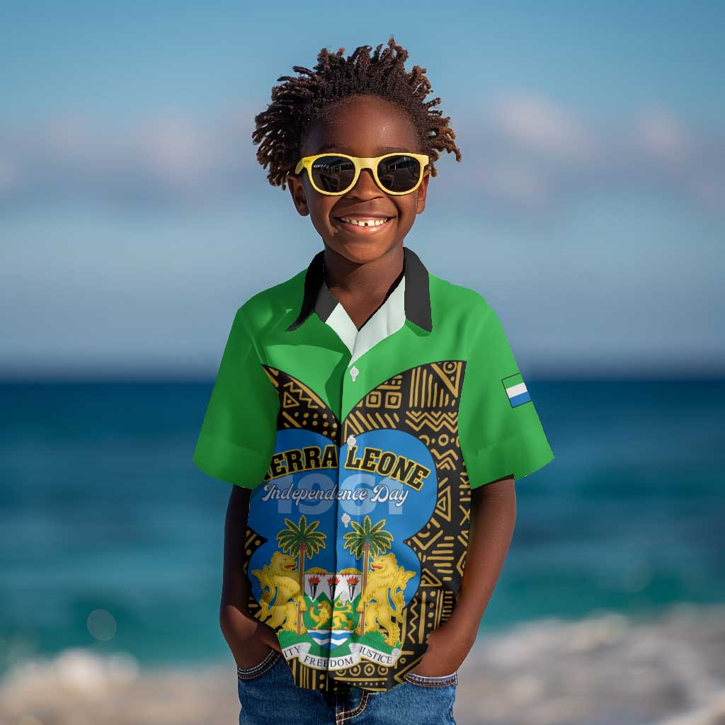 Sierra Leone Independence Day 2024 Kid Hawaiian Shirt Happy 63rd Anniversary African Pattern