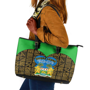 Sierra Leone Independence Day 2024 Leather Tote Bag Happy 63rd Anniversary African Pattern