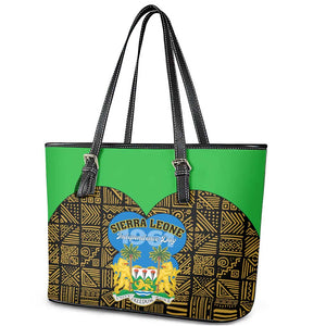 Sierra Leone Independence Day 2024 Leather Tote Bag Happy 63rd Anniversary African Pattern