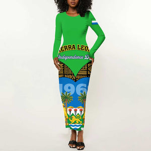 Sierra Leone Independence Day 2024 Long Sleeve Bodycon Dress Happy 63rd Anniversary African Pattern