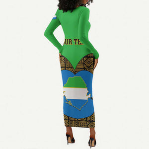 Sierra Leone Independence Day 2024 Long Sleeve Bodycon Dress Happy 63rd Anniversary African Pattern