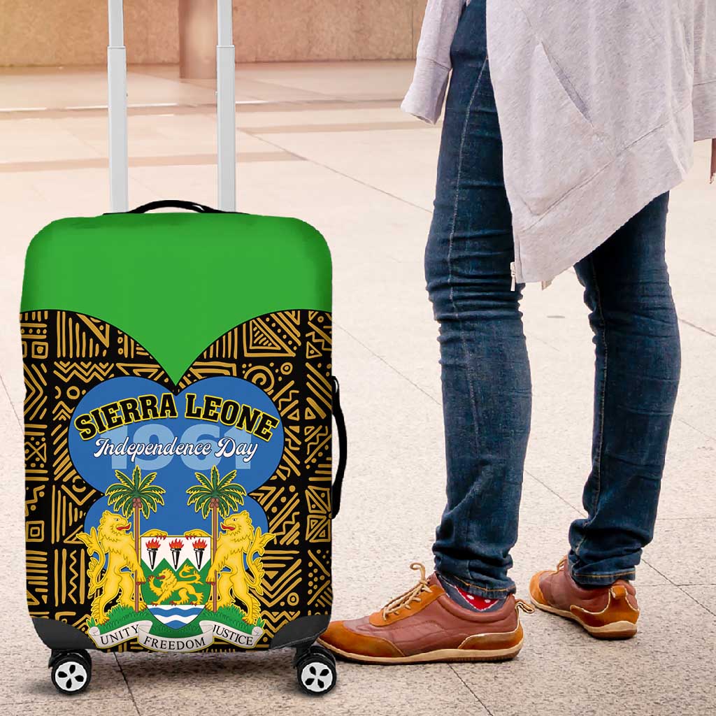 Sierra Leone Independence Day 2024 Luggage Cover Happy 63rd Anniversary African Pattern