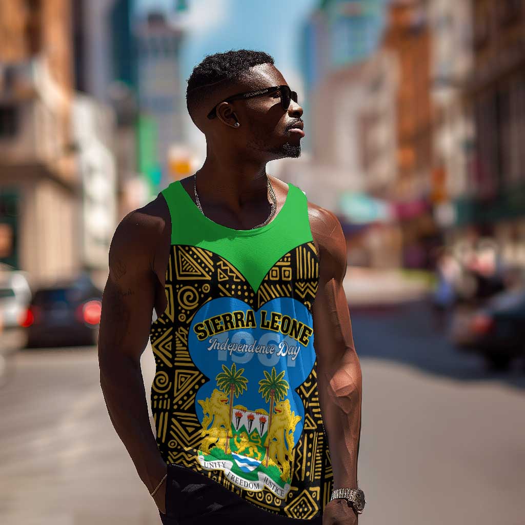 Sierra Leone Independence Day 2024 Men Tank Top Happy 63rd Anniversary African Pattern