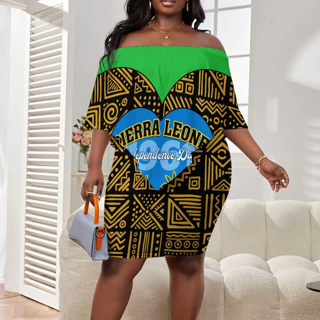 Sierra Leone Independence Day 2024 Off Shoulder Short Dress Happy 63rd Anniversary African Pattern LT01