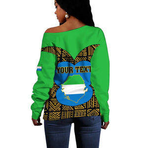 Sierra Leone Independence Day 2024 Off Shoulder Sweater Happy 63rd Anniversary African Pattern
