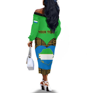 Sierra Leone Independence Day 2024 Off The Shoulder Long Sleeve Dress Happy 63rd Anniversary African Pattern