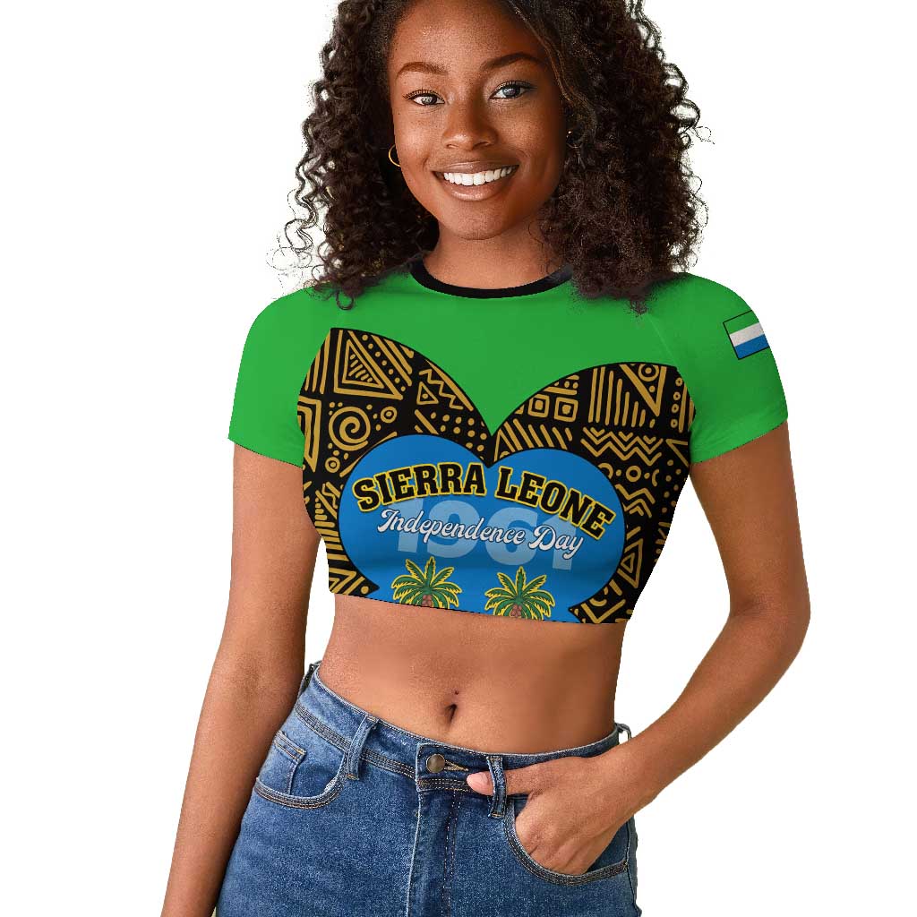 Sierra Leone Independence Day 2024 Raglan Cropped T shirt Happy 63rd Anniversary African Pattern