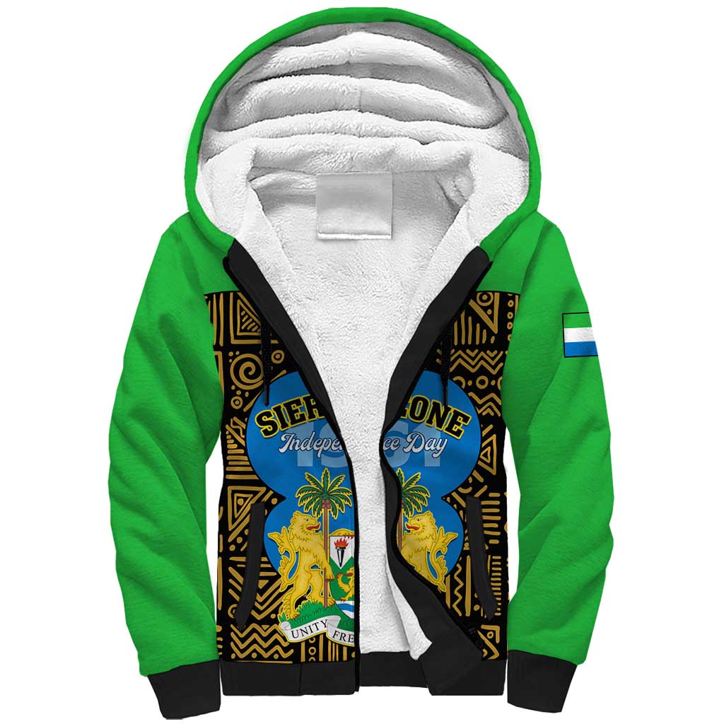 Sierra Leone Independence Day 2024 Sherpa Hoodie Happy 63rd Anniversary African Pattern