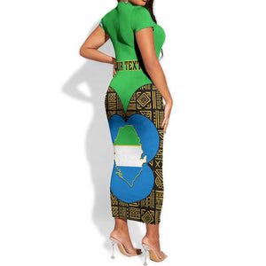 Sierra Leone Independence Day 2024 Short Sleeve Bodycon Dress Happy 63rd Anniversary African Pattern