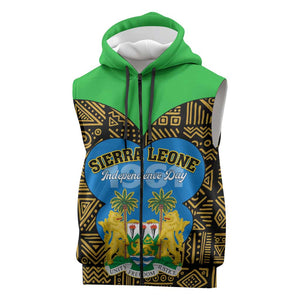Sierra Leone Independence Day 2024 Sleeveless Zip Hoodie Happy 63rd Anniversary African Pattern - African Pride