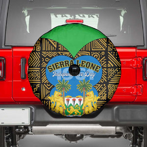 Sierra Leone Independence Day 2024 Spare Tire Cover Happy 63rd Anniversary African Pattern