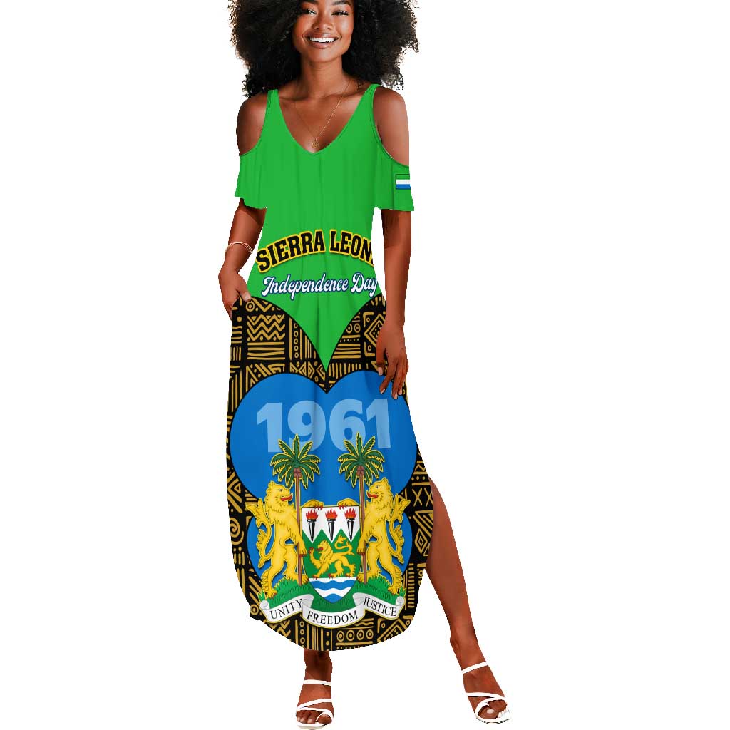 Sierra Leone Independence Day 2024 Summer Maxi Dress Happy 63rd Anniversary African Pattern