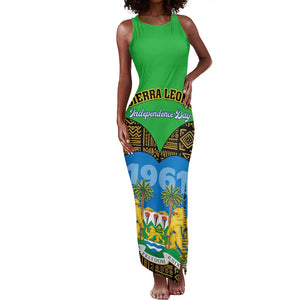 Sierra Leone Independence Day 2024 Tank Maxi Dress Happy 63rd Anniversary African Pattern