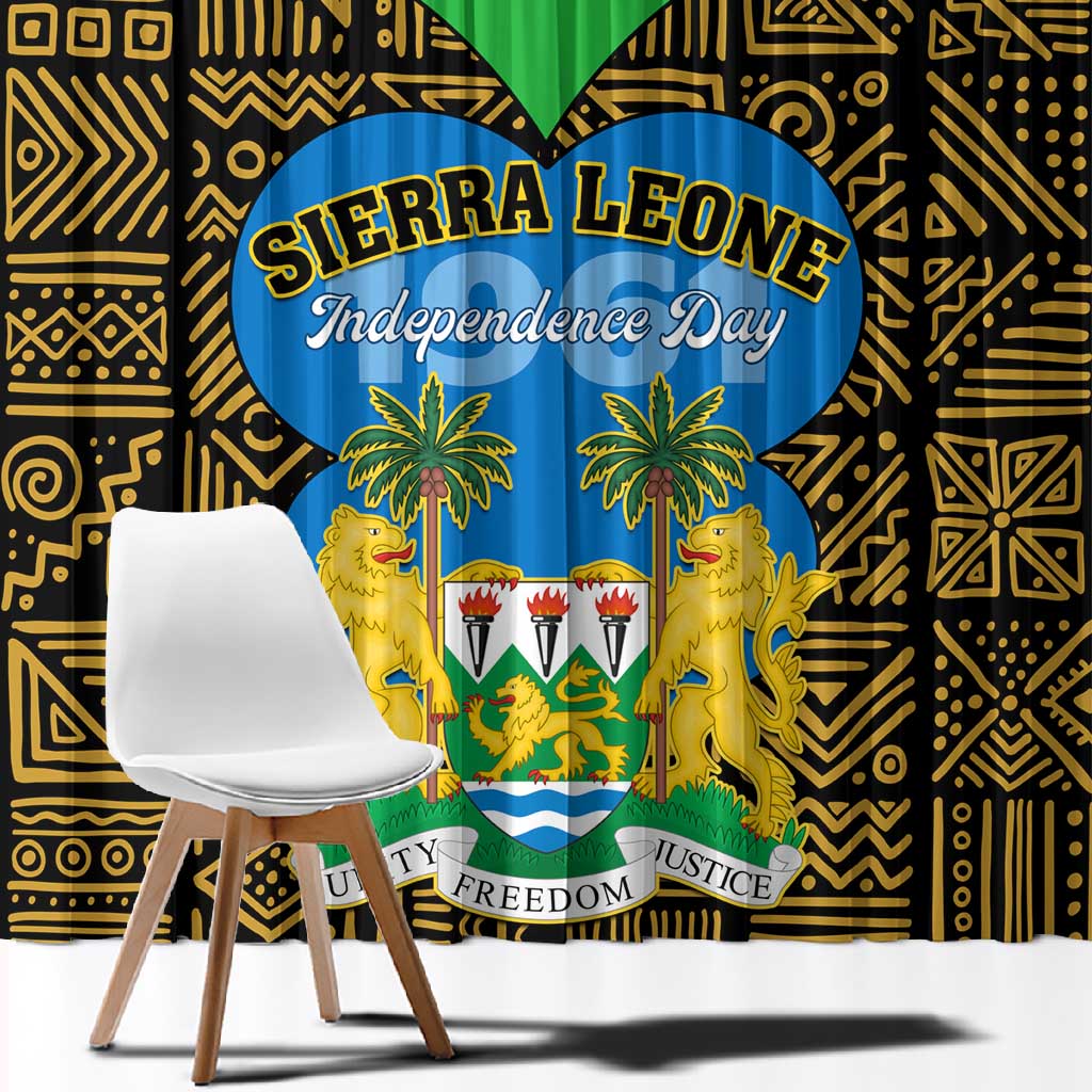 Sierra Leone Independence Day 2024 Window Curtain Happy 63rd Anniversary African Pattern