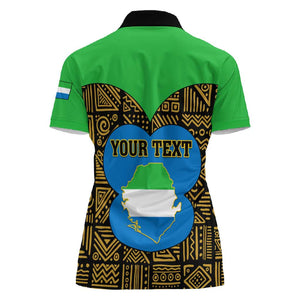 Sierra Leone Independence Day 2024 Women Polo Shirt Happy 63rd Anniversary African Pattern