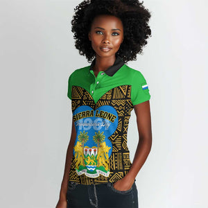 Sierra Leone Independence Day 2024 Women Polo Shirt Happy 63rd Anniversary African Pattern