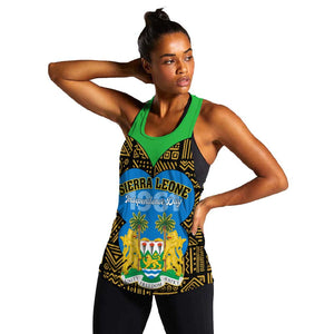 Sierra Leone Independence Day 2024 Women Racerback Tank Happy 63rd Anniversary African Pattern