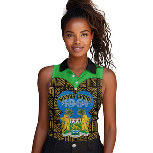 Sierra Leone Independence Day 2024 Women Sleeveless Polo Shirt Happy 63rd Anniversary African Pattern