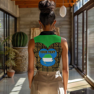 Sierra Leone Independence Day 2024 Women Sleeveless Polo Shirt Happy 63rd Anniversary African Pattern