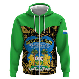 Sierra Leone Independence Day 2024 Zip Hoodie Happy 63rd Anniversary African Pattern