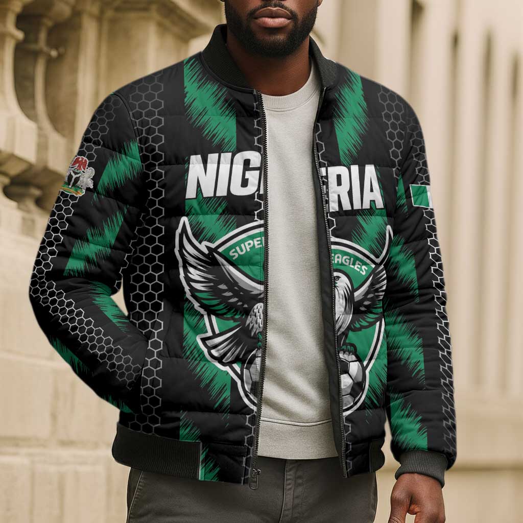 Custom Football Nigeria Bomber Puffer Jacket Soar Super Eagles
