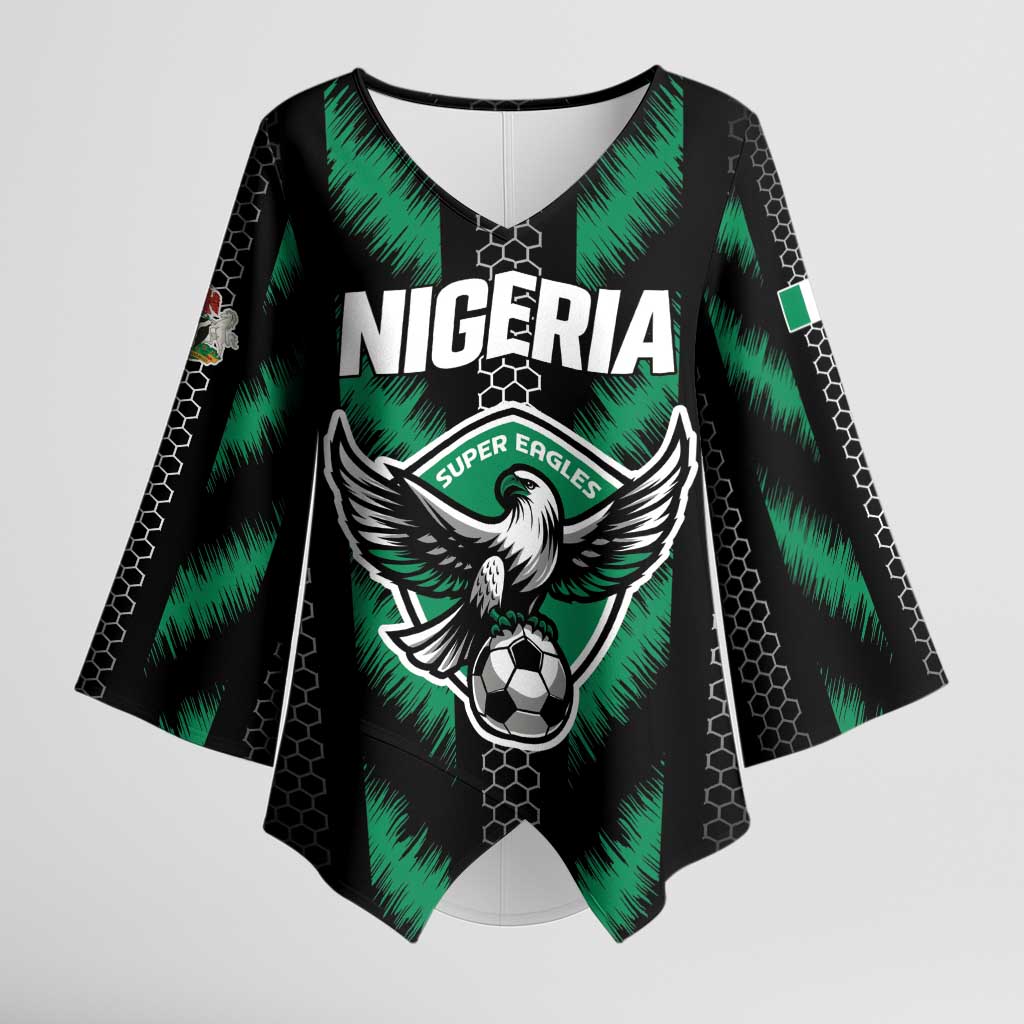 Custom Football Nigeria Kimono Sleeve Blouse Soar Super Eagles