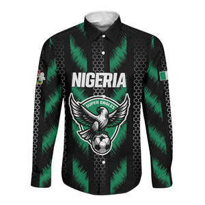 Custom Football Nigeria Long Sleeve Button Shirt Soar Super Eagles