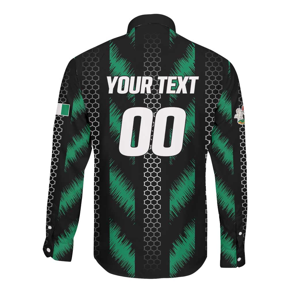 Custom Football Nigeria Long Sleeve Button Shirt Soar Super Eagles