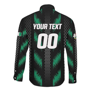 Custom Football Nigeria Long Sleeve Button Shirt Soar Super Eagles