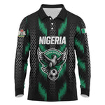 Custom Football Nigeria Long Sleeve Polo Shirt Soar Super Eagles