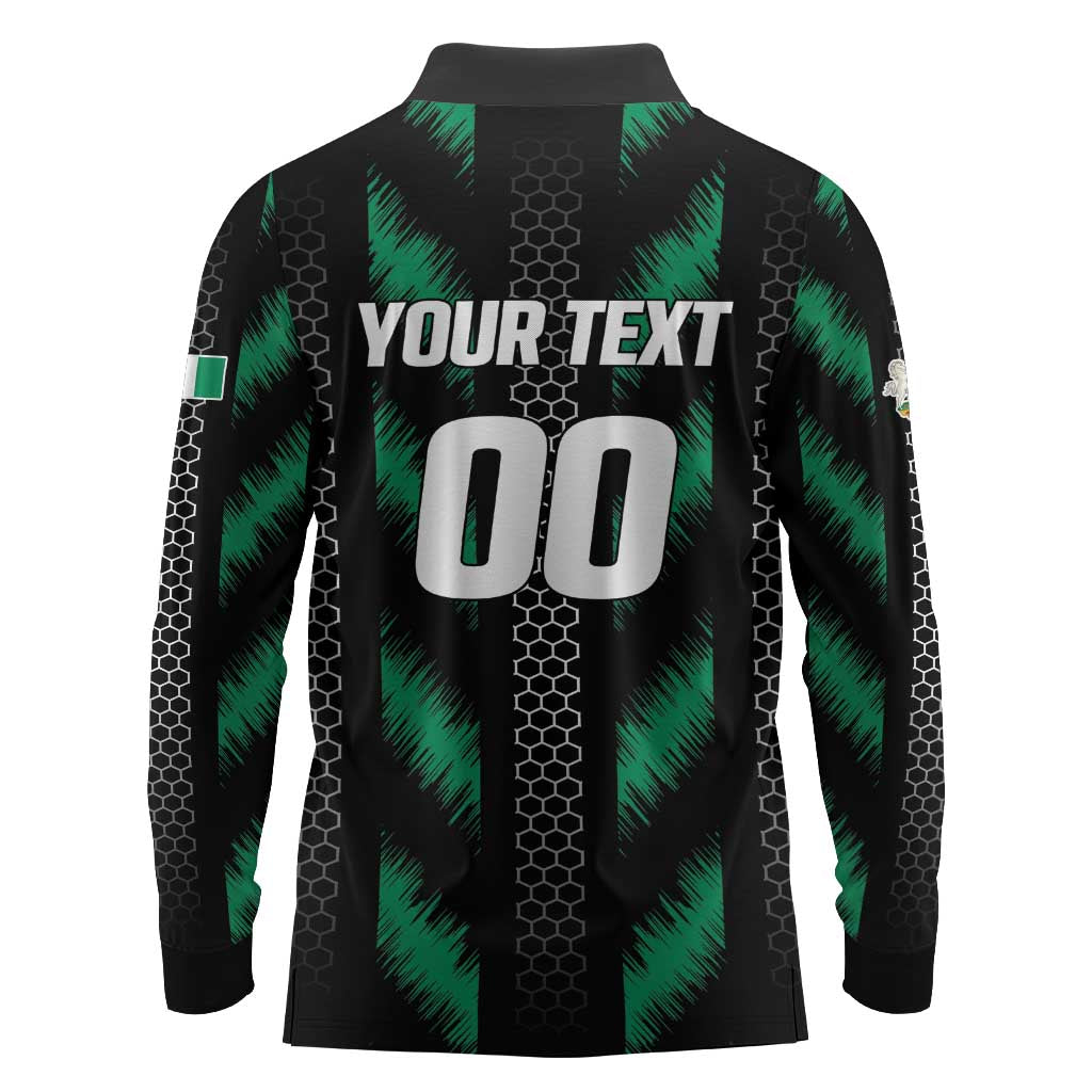 Custom Football Nigeria Long Sleeve Polo Shirt Soar Super Eagles