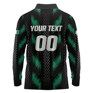 Custom Football Nigeria Long Sleeve Polo Shirt Soar Super Eagles