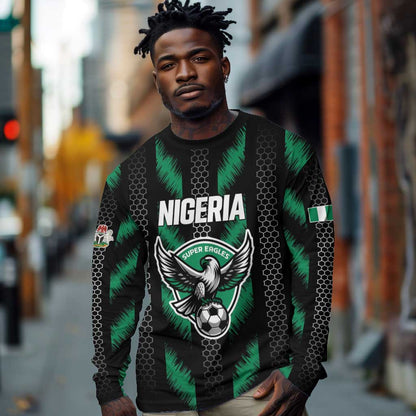 Custom Football Nigeria Long Sleeve Shirt Soar Super Eagles