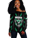 Custom Football Nigeria Off Shoulder Sweater Soar Super Eagles