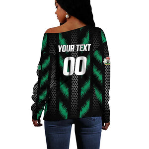 Custom Football Nigeria Off Shoulder Sweater Soar Super Eagles