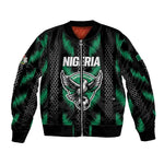 Custom Football Nigeria Sleeve Zip Bomber Jacket Soar Super Eagles