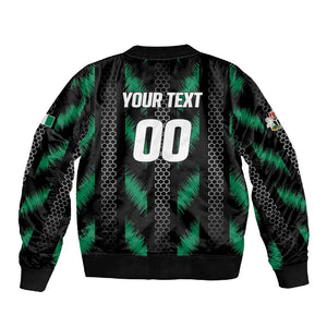 Custom Football Nigeria Sleeve Zip Bomber Jacket Soar Super Eagles