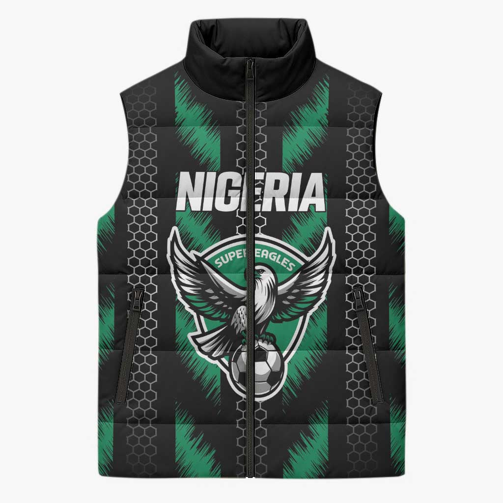 Custom Football Nigeria Sleeveless Puffer Jacket Soar Super Eagles