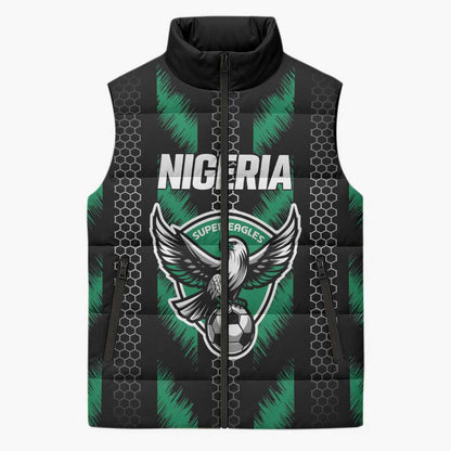 Custom Football Nigeria Sleeveless Puffer Jacket Soar Super Eagles
