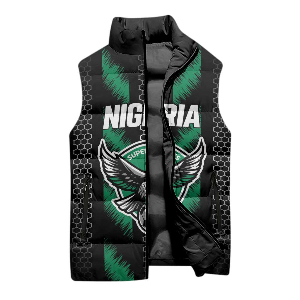 Custom Football Nigeria Sleeveless Puffer Jacket Soar Super Eagles