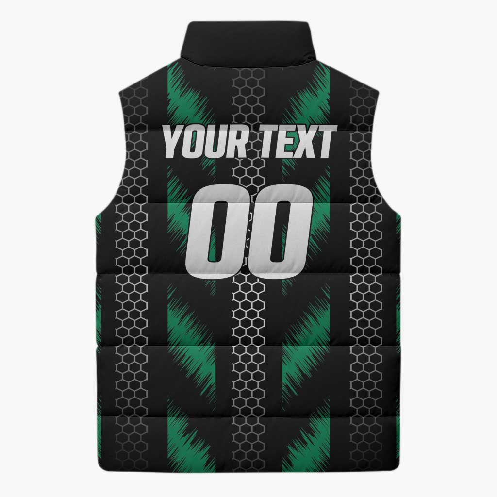 Custom Football Nigeria Sleeveless Puffer Jacket Soar Super Eagles