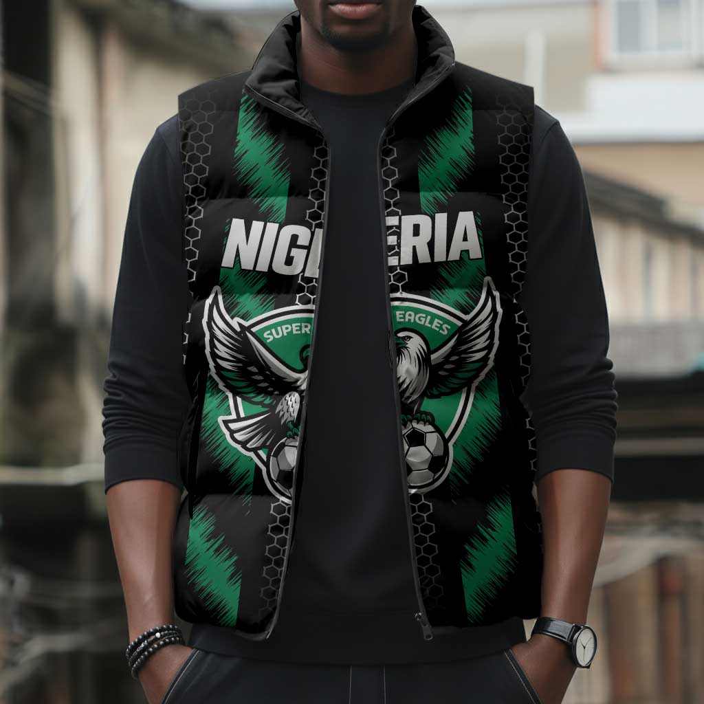 Custom Football Nigeria Sleeveless Puffer Jacket Soar Super Eagles