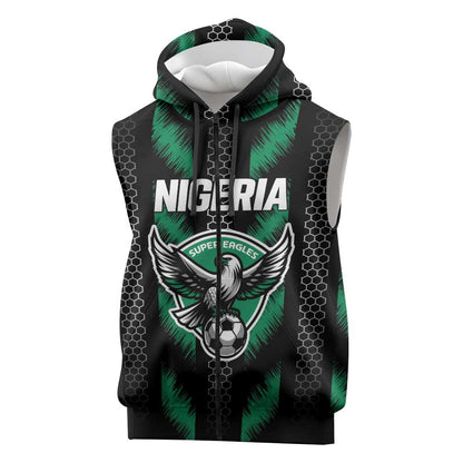 Custom Football Nigeria Sleeveless Zip Hoodie Soar Super Eagles