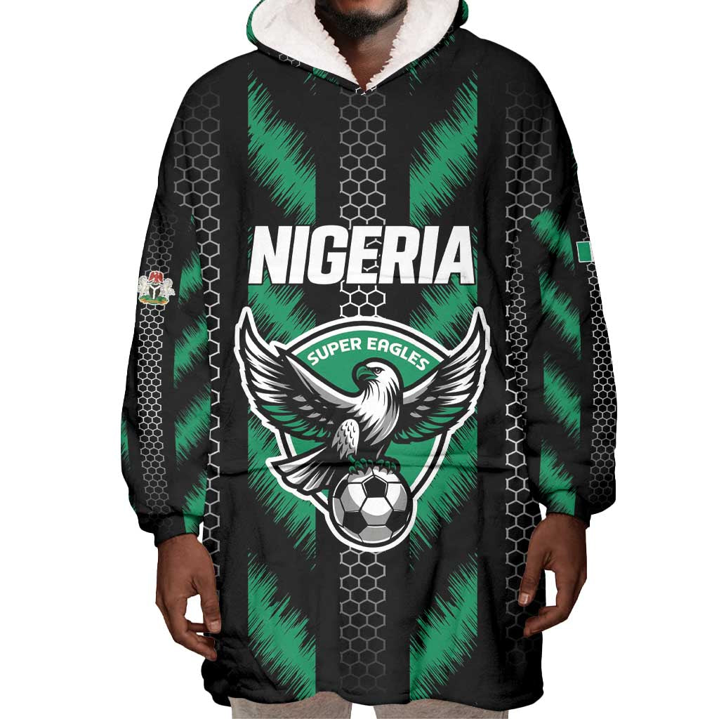 Custom Football Nigeria Wearable Blanket Hoodie Soar Super Eagles