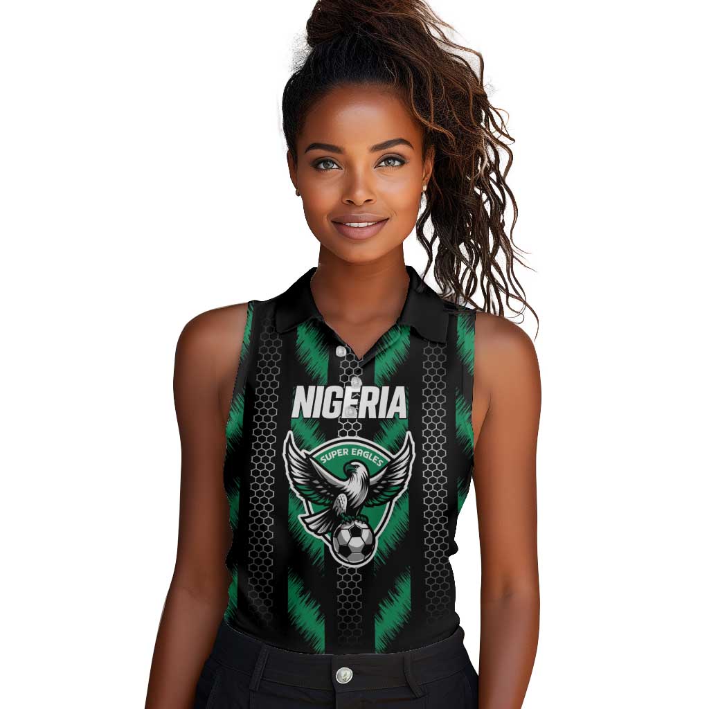 Custom Football Nigeria Women Sleeveless Polo Shirt Soar Super Eagles