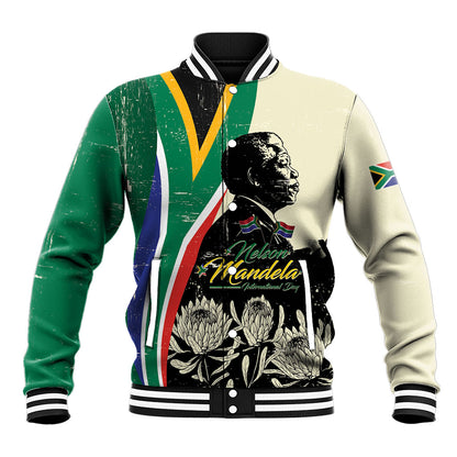 Personalized Nelson Mandela Day Baseball Jacket South Africa Vintage Stylized
