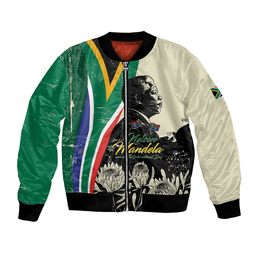 Personalized Nelson Mandela Day Bomber Jacket South Africa Vintage Stylized