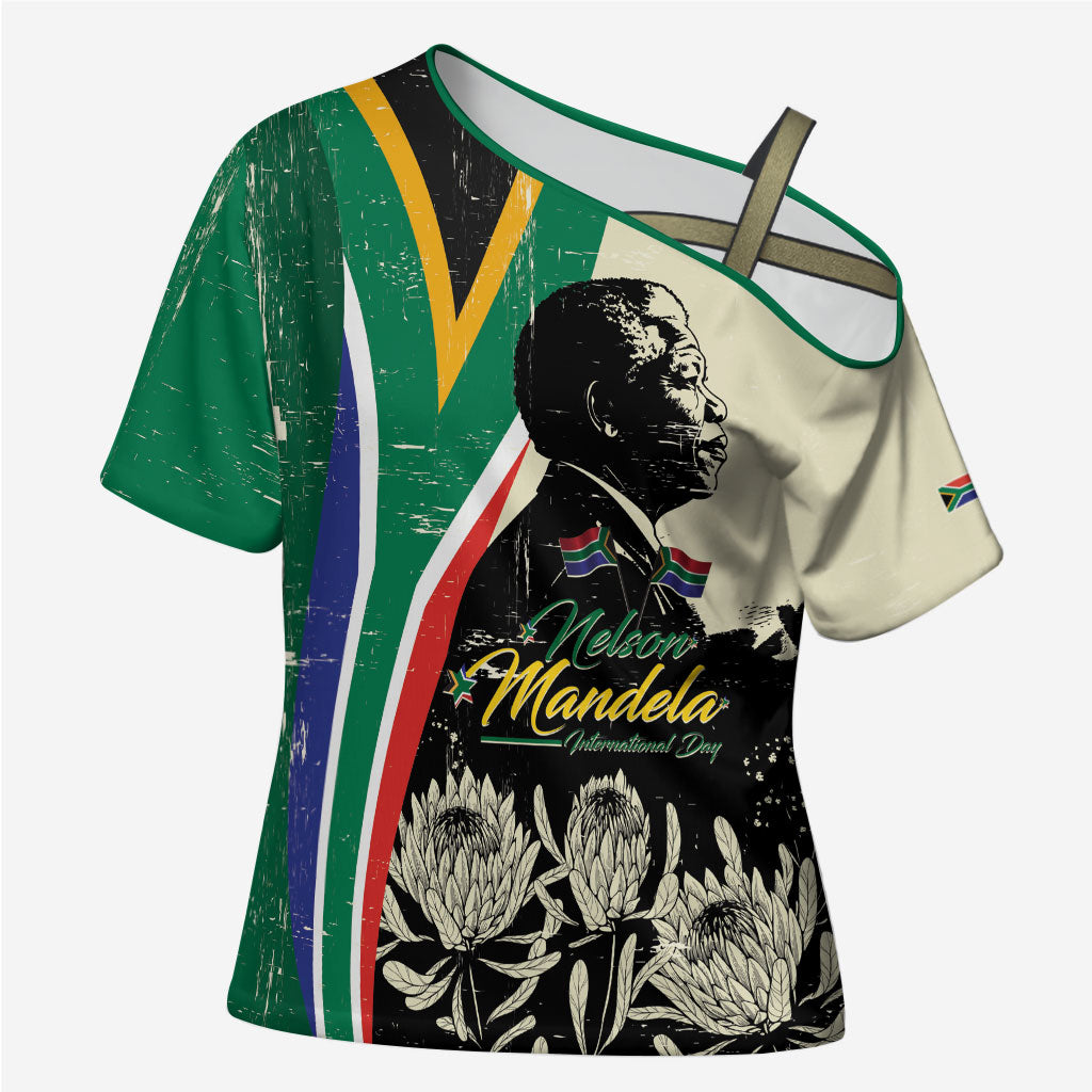 Personalized Nelson Mandela Day Cross Shoulder Shirt South Africa Vintage Stylized